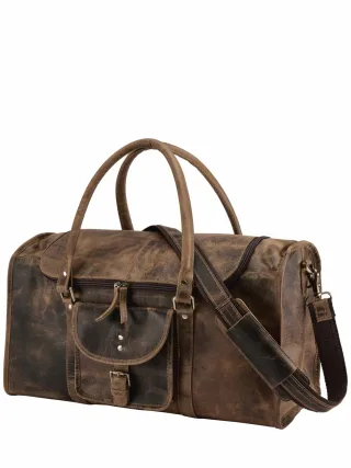 Lederwerk Herren Robuster Weekender Braun Büffelleder