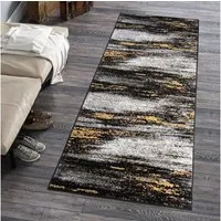 Mazovia Läufer Läufer Flurläufer Modern für Vorzimmer 70 cm Breit Grau Gelb, 70 x 100 cm, Kurzflor, Meterware, Höhe 8 mm