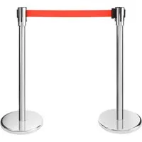 Arebos Absperrpfosten Personenleitsystem, 2 Stück, Absperrständer, Absperrband, 190 cm