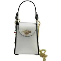 FLORENCE Umhängetasche Florence Biene Damen Handtasche Echtleder (Umhängetasche), Damen Umhängetasche Leder, weiß ca. 13cm x ca. 18cm hoch