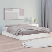 furnicato Bettgestell Holzbett in Weiß 202,5 x 168 x 21 cm für 150 x 200 cm Matratze (1-tlg), Bettrahmen mit Sperrholzlatten für stabile Gewichtsverteilung