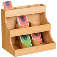 relaxdays Teebox Tee Organizer 9 Fächer Bambus, Bambus