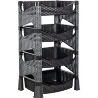 Kaufexpress GmbH Küchenregal Küchenregal mit 4 Etagen aus Kunststoff in Rattan-Optik, Aufbewahrung im stilvollen Rattan-Design