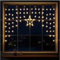 Spetebo Lichtervorhang LED Sternen Lichtervorhang warm weiß - 140 cm, 90-flammig, Deko Lichterkette mit 90 LED für Innen und Außen