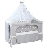 roba® Beistellbett Little Stars 60 x 120 cm, Anstellbett zum Elternbett mit kompletter Ausstattung