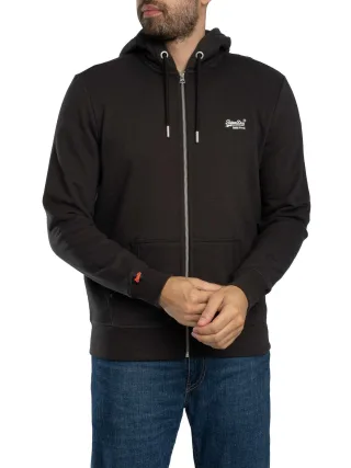 Superdry Essential Logo-Kapuzenpullover Mit Reißverschluss, Schwarz