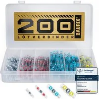 BAURIX Kabelverbinder-Sortiment Lötverbinder Set I IP67 Schrumpfverbinder, 200-tlg., für wasserdichte Kabel-Verbindungen, I Kabelverbinder Set, Stoßverbinder