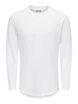 ONLY&SONS - ONSBENNE LONGY LS TEE VD Bright White - Gr. - M