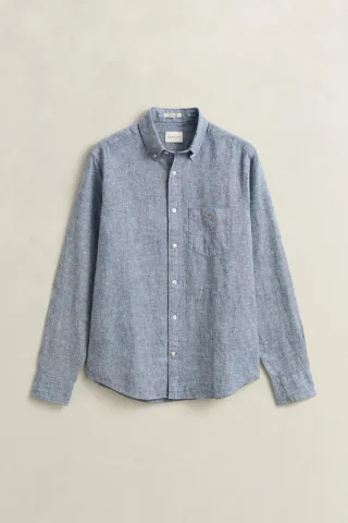 GANT - Hemd aus Leinenmix vintage blue - Gr. - M