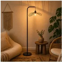 Nettlife Stehlampe Schwarz Vintage Bogenlampe Fußschalter Leselampe aus Metall E27, ohne Leuchtmittel, für Wohnzimmer Schlafzimmer Büro