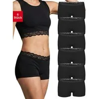 Fabio Farini Boxershorts Damen Unterhosen - Microfaser Frauen Boxer Slip (Packung, 6-St) mit dezenter Spitze am Bund