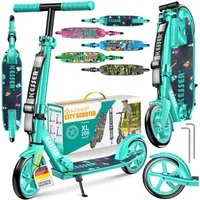KESSER Scooter Citysooter mit Hinterradbremse & rutschfeste Trittfläche, Kinderroller bis 100kg & 185cm Körpergröße, klappbar höhenverstellbar