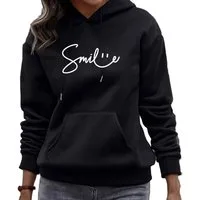 Banco Hoodie Damen Pullover Smile Unifarben Größen XS - 6XL, Unifarben, hochwertiger Druck