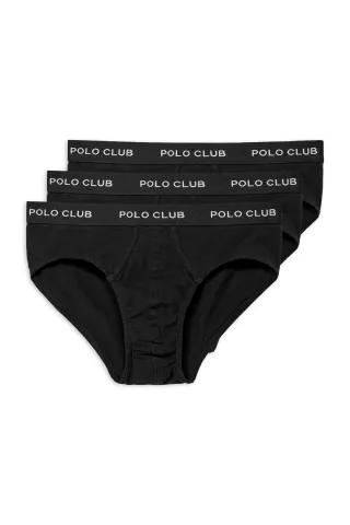 Slips im Dreierpack schwarz mit Polo Club Logo-Detail