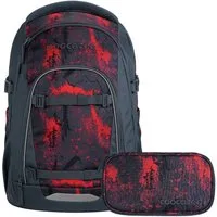 coocazoo Schulranzen Schulrucksack-Set MATE Broken Black 2-teilig (2-teilig), ergonomisch, Körpergröße: 135 - 180 cm, Easy-Grow-System