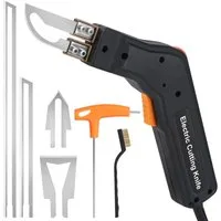 QUBEBU Heißdrahtschneider Styroporschneider Styrocutter mit geraden Klingen Heißschneider 300W, 220-240 in V, Elektrisch Heissschneidegerät mit 5 Klingen, 150 mm/250 mm, Schnelles Aufheizen in 3–5 Sekunden, effizientes Schneiden, 300W Hochleistungs-H