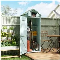 Outsunny Gerätehaus Geräteschrank, Schuppen mit Fachböden, Asphaltdach, Fenster, BxT: 77x54.2 cm, (Geräteschuppen, 1 St., Gartenschrank), für Garten, Hellblau+Grün