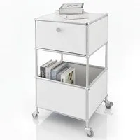 Floordirekt Rollcontainer Concept Epure Rollcontainer MK-145 – Metallregal-Rollwagen 40x40x75 cm, 3-stöckig mit Schublade, mobiles Aufbewahrungsregal für Küche & Büro