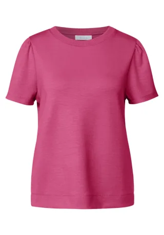 Street One - Shirt mit gerafften Ärmeln pink - Gr. - 34