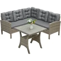 HOMECALL Gartenlounge-Set Gartenlounge-Set Dining Lounge mit Esstisch, Rattan für 5-6 Personen, (Set, 2x 2er Sofa, 1x 1er Sofa, 1x Tisch 73x73x69cm,Loungeset Outdoor), Wetterfester Rahmen Sitzbereich für 5 Personen, COMLAX FIELD