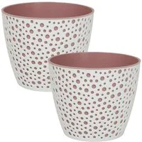 Heimwerkercenter Übertopf MePla - 2 Stück Übertopf VERO -ø11cm - weiss/pink