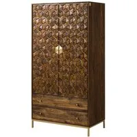 Massivmoebel24 Kleiderschrank DIAMOND (Kleiderschrank Mango 99x55x190 braun geölt DIAMOND #218) Kleiderschrank Mango 99x55x190 braun geölt DIAMOND #218