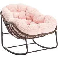 LVHOM Schaukelstuhl mit gepolstertem Kissen, Rattanstuhl mit Stahlrahmen, Lounge Sessel (Großformat B110.5xT94.5xH80cm,160kg Tragfähigkeit,Dicke Kissen, MEHRE FARBEN MEHRE OPTIONEN! Schaukelsessel umhüllendem Sitzgefühl & hoher Armlehne, 1 St), Balko