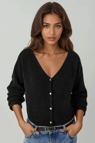 Ultrasofter V-Ausschnitt cardigan mit Knöpfen in Doppelverwendung