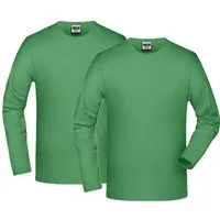 James & Nicholson Langarmshirt Doppelpack schmal geschnittenes Langarm-Shirt mit Elasthan JN056 (Doppelpack, 2er-Pack) elastischer Single Jersey