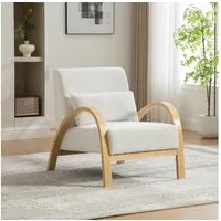 BBWL Sessel aus Chenille mit massivem Holzgestell und modernem Akzentdesign, Skandinavischer Loungesessel