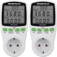 Basetech Energiekostenmessgerät EM-3000 Energiekosten-Messgerät Kostenprognose 2 St. BT-1611632