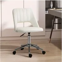 Vinsetto Bürostuhl Homeoffice Stuhl höhenverstellbar Drehstuhl bis 120 kg belastbar (Schreibtischstuhl, 1 St), Samtartiges Polyester Cremeweiß 49 x 60 x 79-91 cm