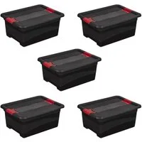 keeeper Transportbehälter eckhart, 5er Set Transporbox, 12 L, 39,5 x 29,5 x 17,5 cm, (Set, 5-St), seitl. Clips, Griffe am Boden, stoßfeste Seitenwände, robuster Deckel