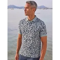 LERROS Poloshirt Poloshirt mit floralem All-over-Print, 2-Tone-Optik