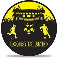 GRAVURZEILE Wanduhr aus Holz - Vereinsliebe Dortmund - Fußball -