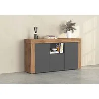 OTTO home Sideboard CHRONOS Breite 155 cm mit 3 Türen, 1 offenes und 6 geschlossene Fächer (1 St), Sideboard,Kommode, Schrank, Grifflos mit Push to Open, Made in Italy