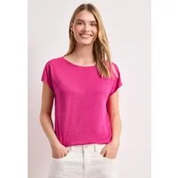 STREET ONE Shirttop Sommershirt mit Boat Neck und Smok-Detail