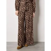 Apricot Stoffhose Weite Hose mit Leopardenmuster