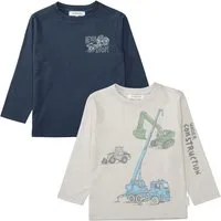 STACCATO Langarmshirt (2-tlg) 2er Pack, mit Kran-Bagger-Motiv, für Boys