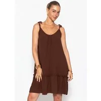 SASSYCLASSY Minikleid Kurzes Musselin Strandkleid für Damen Locker fallendes Minikleid mit verstellbaren Trägern und Volant