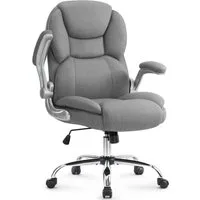 IWMH Chefsessel Ergonomischer Bürostuhl, Höhenverstellbar Schreibtischstuhl (Stoff Schreibtischstuhl), Drehstuhl mit klappbarer Armlehnen und Lendenwirbelstütze