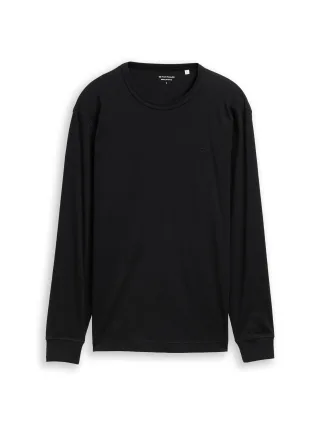 Tom Tailor - Basic Langarmshirt aus Baumwolle Black - Gr. - XXXL