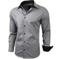 Baxboy Langarmhemd Kentkragen Businesshemd Slim Fit Hemd mit farblich abgesetzten B-444