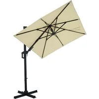 Gardissimo Ampelschirm David 210x210 cm natur quadratisch mit Ständer, LxB: 210x210 cm, Spar-Set, komplett-Set, Plattenständer, UV-Schutz 50+, 360 Grad drehbar, axial verstellbar