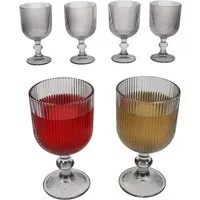 MamboCat Weinglas Agata 6x Rotweingläser grau 290ml Glas Relief Weißwein-Kelch Rotwein, Glas