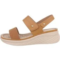 Ital-Design Damen Freizeit Plateausandaletten Keilabsatz/Wedge Keilsandaletten in Camel