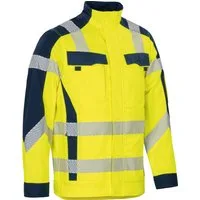 vizwell Arbeitsjacke Warnschutz Bundjacke HiVis elastisch dehnbar warnorange warngelb