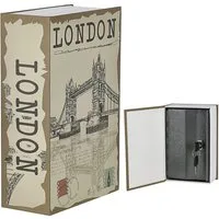 CEPEWA Schlüsseltresor Tresor Buch London 11,5x18x5,5cm Metall Papier 2 Schlüssel Buchsafe