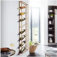 FINEBUY Weinregal FB41453 Flaschenregal Wand 36x150x8 cm Metall Regal Wein Groß, Regal Wandmontage Schmal, Wandregal Wein Metall, Flaschenregal für die Wand, 36x150x8 cm Gold