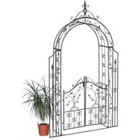 DanDiBo Rosenbogen mit Tür Metall 18604 Torbogen Gartentor Eisen Rundbogen